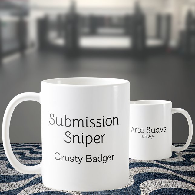 Taza De Café Francotirador de envío personalizado de Jiu Jitsu (2 personalized "Submission Sniper" mugs showing front and rear print)
