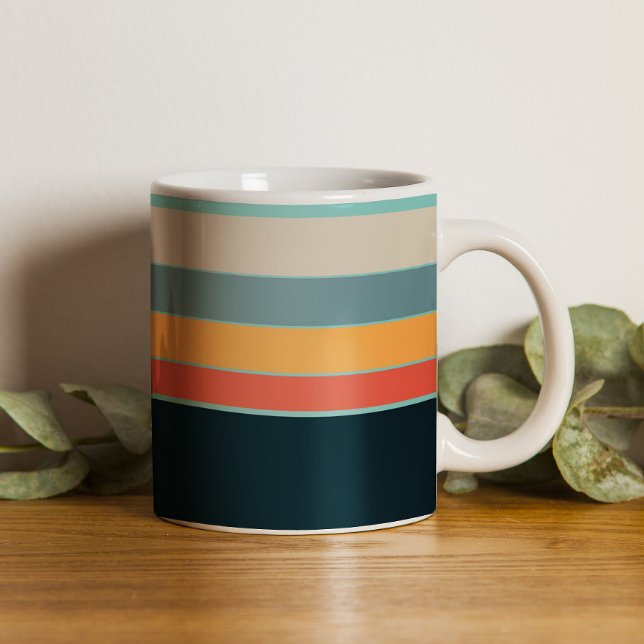 Taza De Café franjas rosadas verde azuladas de la Marina Azul r (Subido por el creador)
