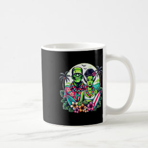 Taza De Café Frankenstein Monstruo Y Novia Tropical Hawaiano B