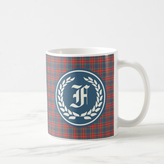 Taza De Café Fraser Clan de Lovat Monograma Tartán antiguo (Derecha)