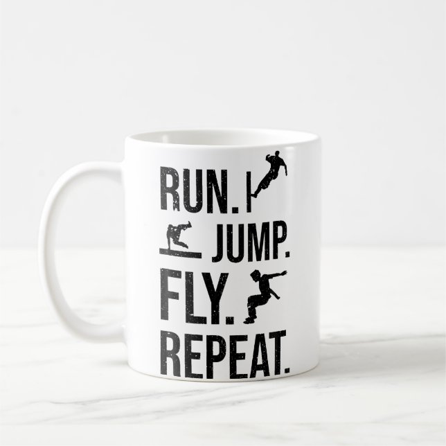 Taza De Café Free Runner Run Jump Fly Repeat Parkour (Izquierda)
