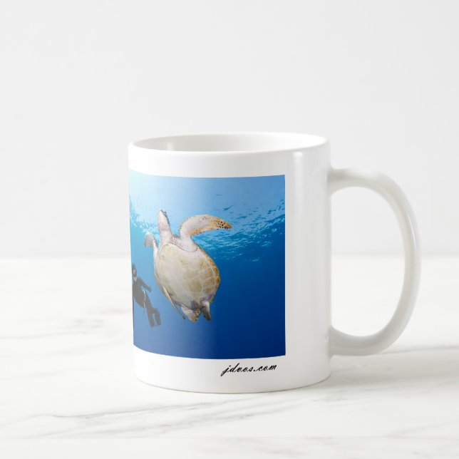 Taza De Café Freediver y tortuga verde (Derecha)
