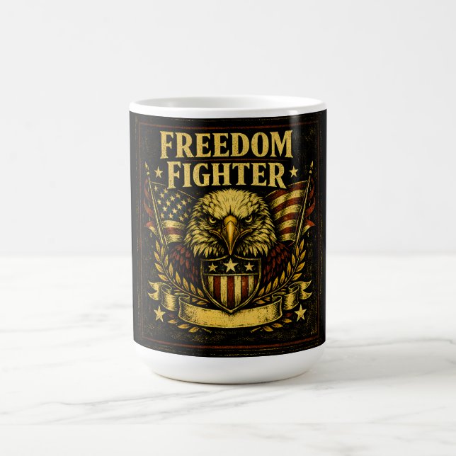 Taza De Café Freedom Fighter – American Defender Pride (Centro)
