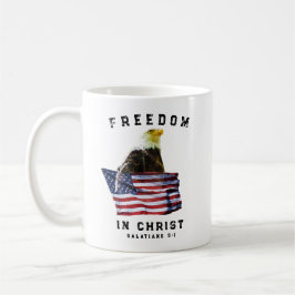 Taza De Café Freedom in Christ Bald Eagle & USA Flag Christian