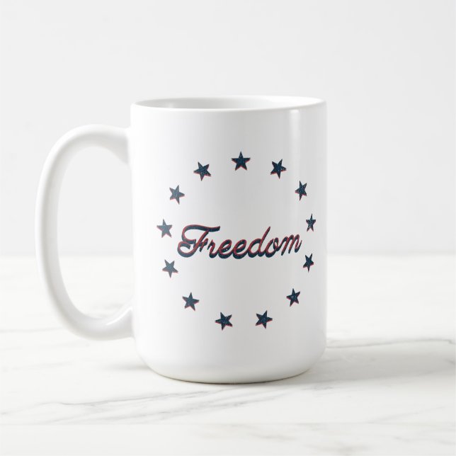 Taza De Café Freedom Patriotic America 250 Stars Design (Izquierda)