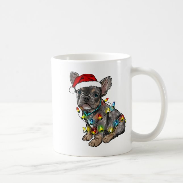 Taza De Café French Bulldog Dog Christmas Lights Santa Xmas Pet (Derecha)