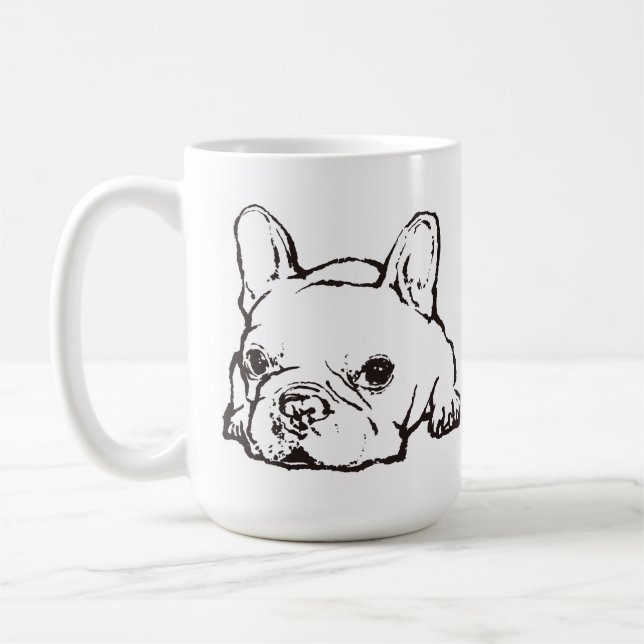 Taza De Café French Bulldog Handwritten Illustration  CoffeeMug (Izquierda)