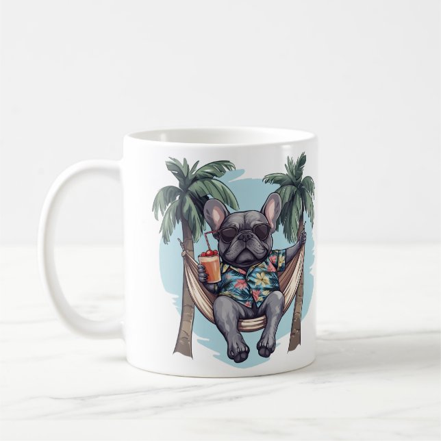 Taza De Café French Bulldog In Hawaiian Top (Izquierda)