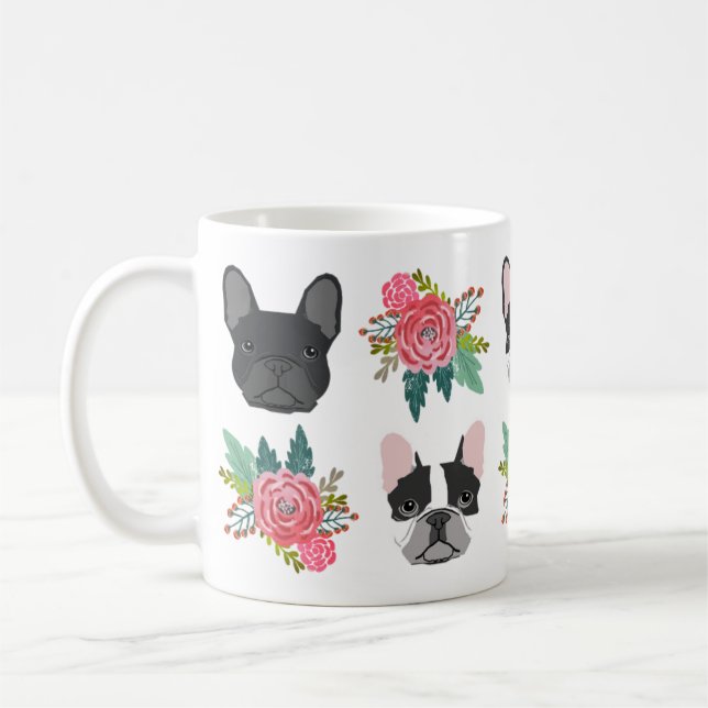 Taza De Café Frenchie Florals Mug - adorables bulldoges frances (Izquierda)