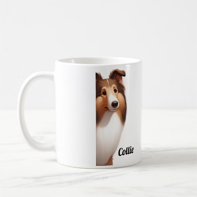 Taza De Café Frendily Collie Dog (Izquierda)