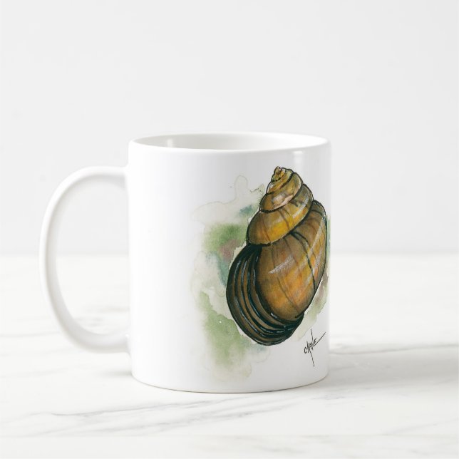 Taza De Café Frente interno del caracol y acuarela trasera (Izquierda)