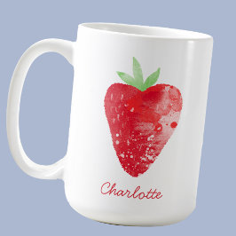 Taza De Café Fresa acuarela personalizada