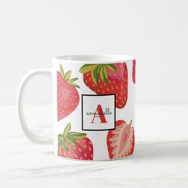 Taza De Café Fresa de verano monograma (Izquierda)