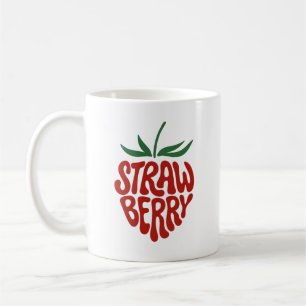 Taza De Café Fresa - Diseño Gráfico de Frutas Retro Estético