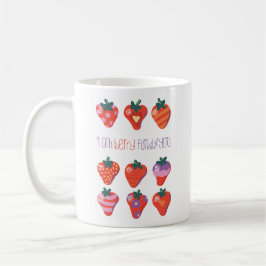 Taza De Café Fresa ilustrada de la fresa blanca