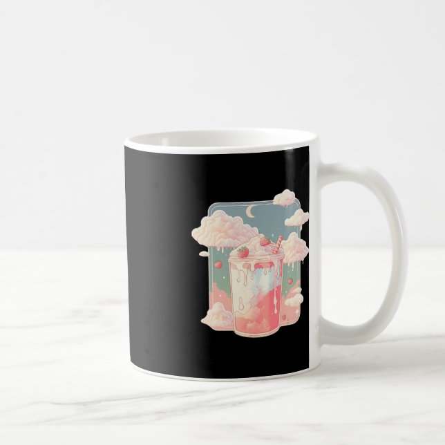 Taza De Café Fresa Leche batida Kawaii Lofi Cute Pastel (Derecha)