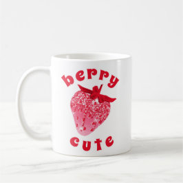 Taza De Café Fresa Purpurinoso de Berry Cute Girly Pink