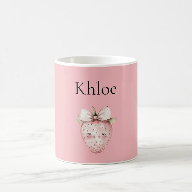 Taza De Café Fresa Rosa Feliz (Centro)