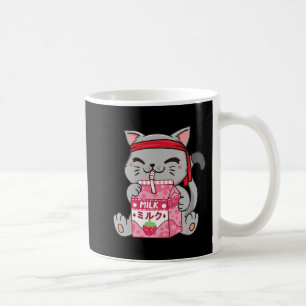 Taza De Café Fresa Sacudir Gato De Fresa Kawaii Neko A
