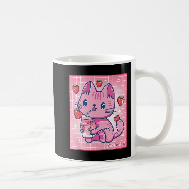 Taza De Café Fresa Sacudir Gato de fresa Kawaii Neko G (Derecha)