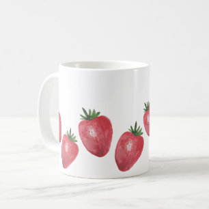 Taza De Café Fresas Acuarela Pintadas a mano