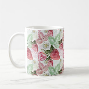 Taza De Café Fresas, bayas, rojas, frescas, maduras, dulces,