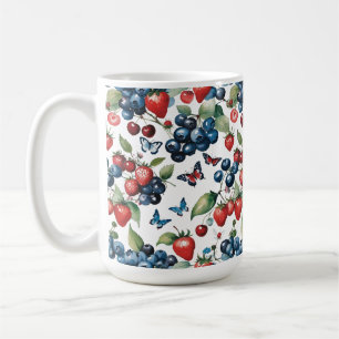 Taza De Café Fresas con arándanos y mariposas