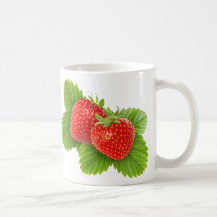 Taza De Café Fresas con las hojas