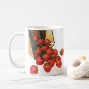Taza De Café Fresas de época en cesta, fresas de frutas aliment