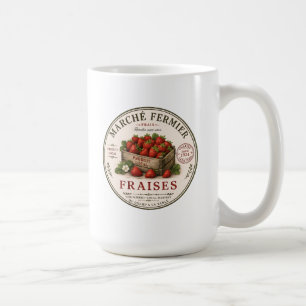 Taza De Café Fresas de Mercadillo Francés Vintage