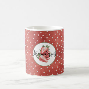 Taza De Café Fresas de puntos rojos y blancos Fruta