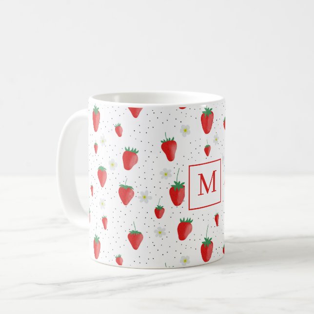 Taza De Café Fresas de verano y flores Cocinero (Anverso izquierdo)