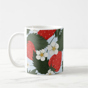 Taza De Café Fresas: diseño de patrones de frutas de verano.