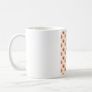 Taza De Café Fresas Francesas Cuidadosas Y Patrón De Comida Ráp