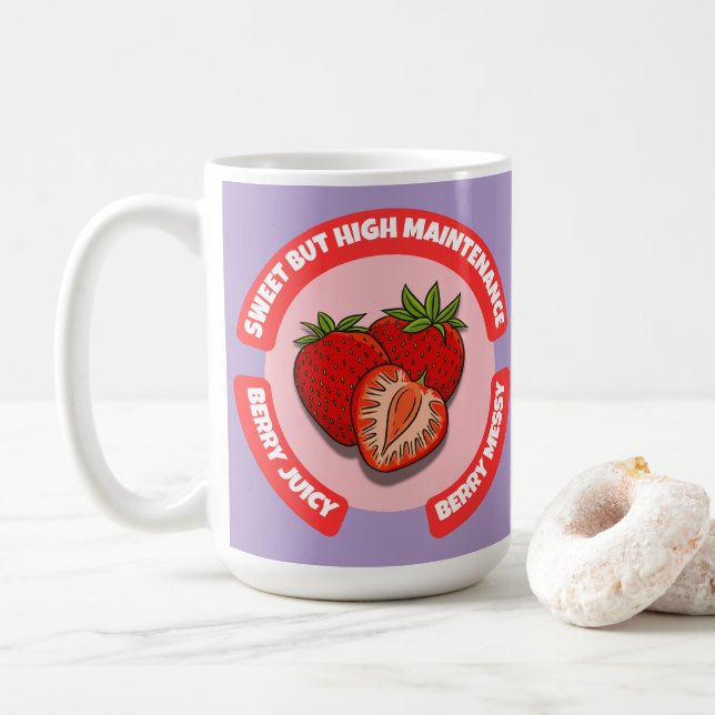 Taza De Café Fresas Jugosas Dulces Fruta de Verano  (Con donut)