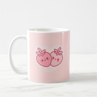 Taza De Café Fresas Kawaii San Valentín Rosadas (Rosa)