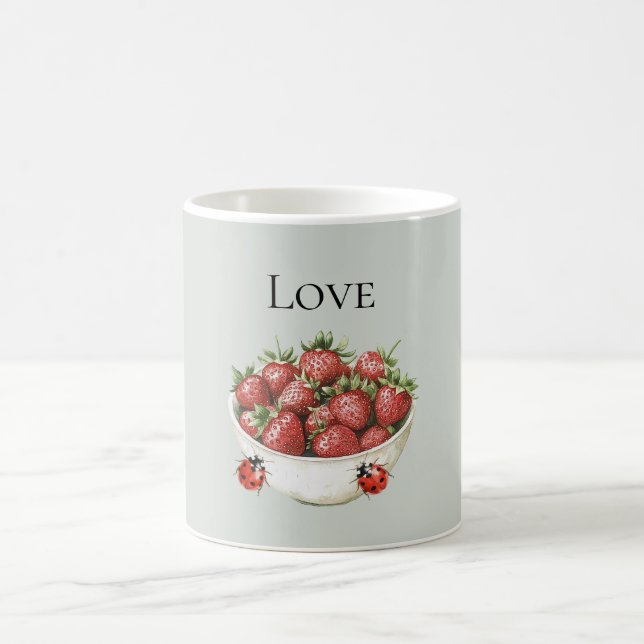 Taza De Café Fresas Rojas con Menta y Mariquitas (Centro)