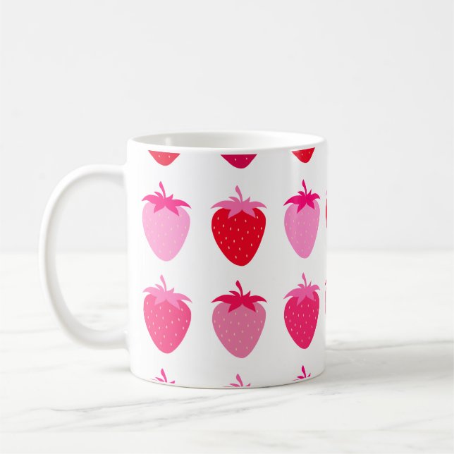 Taza De Café Fresas Rojas Y Rosa (Izquierda)