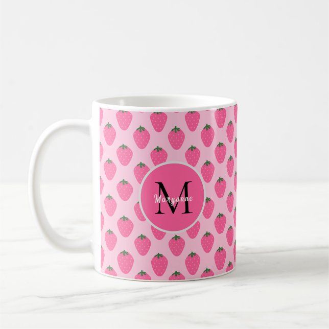 Taza De Café Fresas rosas, personalizado lindo (Izquierda)