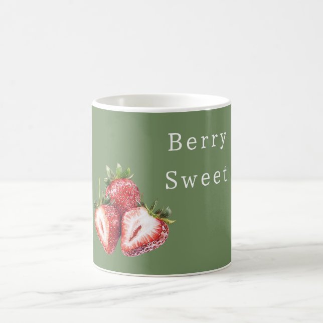 Taza De Café Fresas Verde Oliva Dulce De Frutas (Centro)
