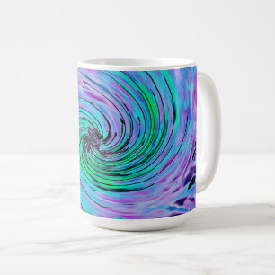 Taza De Café Fresco floral abstracto genial de verde lima y púr