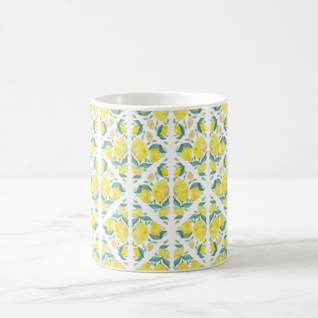 Taza De Café Fresh Lemon Watercolor Pattern (Centro)
