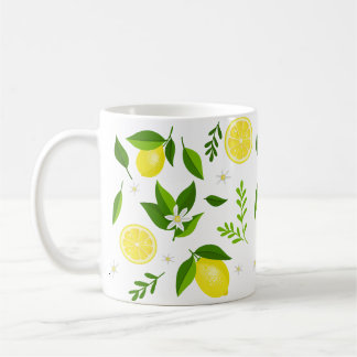 Taza De Café Fresh lemons with flowers and leaves