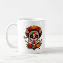 Taza De Café Frida Catrina Artist SugarSkull–Día de los Muerto 