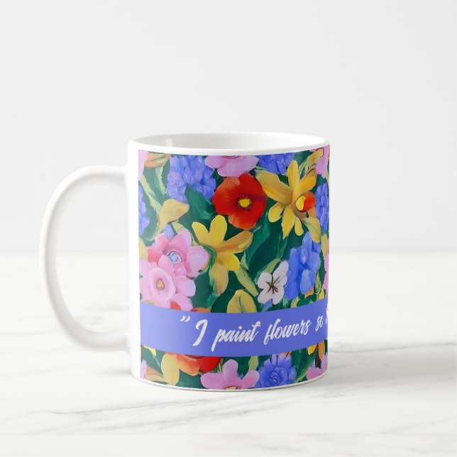 Taza De Café Frida Kahlo, flores pintadas (Izquierda)