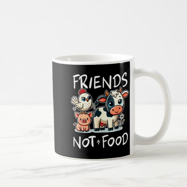 Taza De Café Friends Not Food Funny Vegan Vegetarian Cute Anima (Derecha)