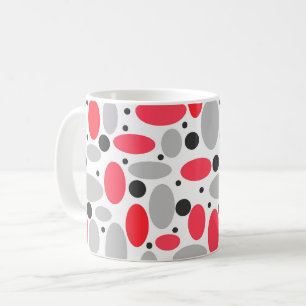 Taza De Café frijoles y guisantes retro rojo gris blanco patrón