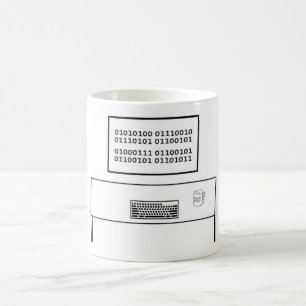 Taza De Café Friki verdadero en el ASCII codificado en binario