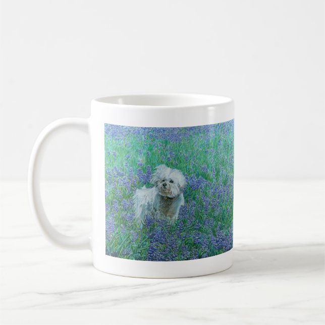Taza De Café Frisa de Bichon en Bluebonnets (Izquierda)