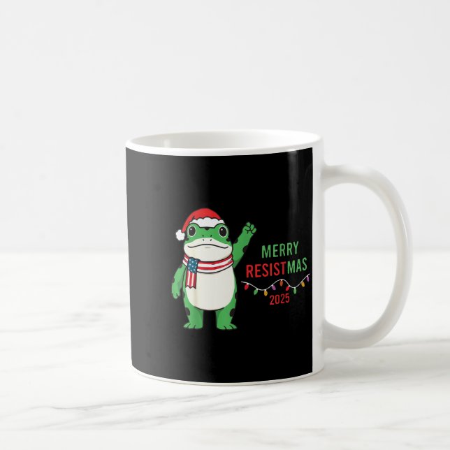 Taza De Café Frog Retro Merry Resistmas Funny Litical Christmas (Derecha)